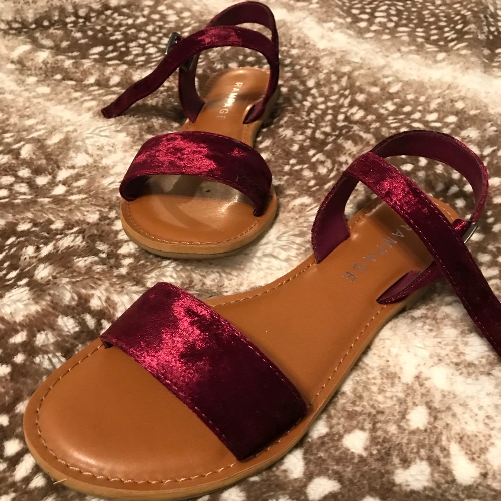 Burgundy Velvet Rampage Sandals